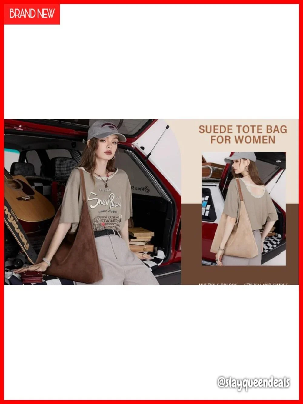 2-Piece Vegan Leather Purse Set: Slouchy Hobo & Suede Tote, Faux Suede Handbags